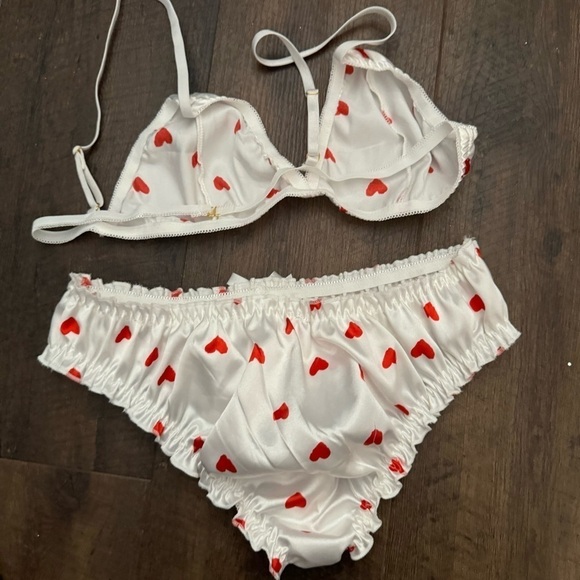 New Satin heart  print lingerie set M coquette fairy love core - Picture 5 of 5